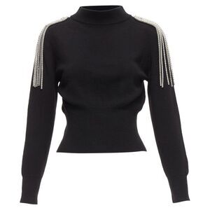 Christopher Kane merino wool silver shoulder chain sweater